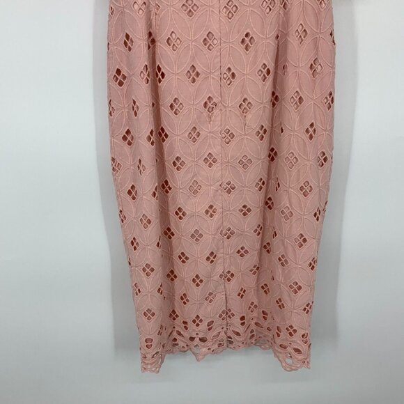 Rachel Parcell Dress Pink Eyelet Sheath Flutter Sleeve Cotton - Picture 14 of 14